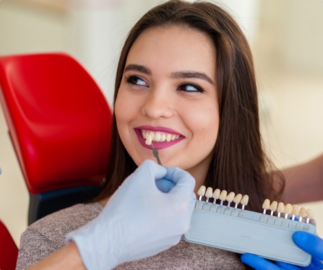 Smile compared to veneers color chart